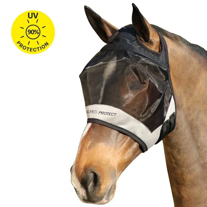 Hy Equestrian Armoured Protect Half Mask Without Ears in Black