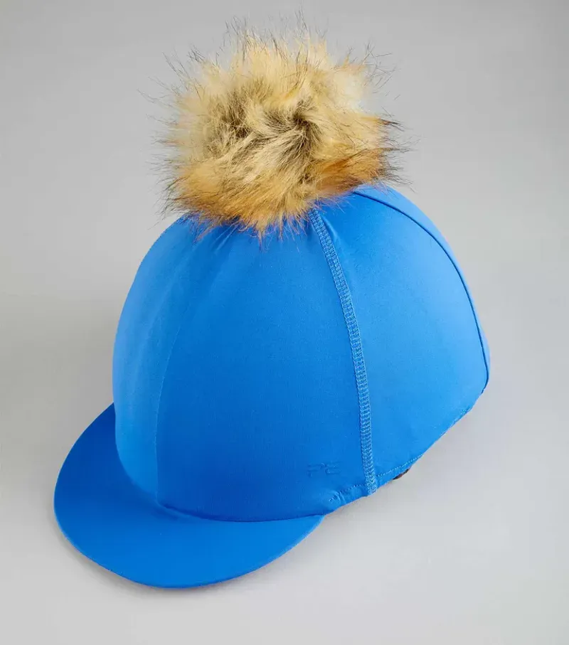 Premier Equine Jersey Hat Silk With Faux Fur Pom Pom in Royal Blue-3