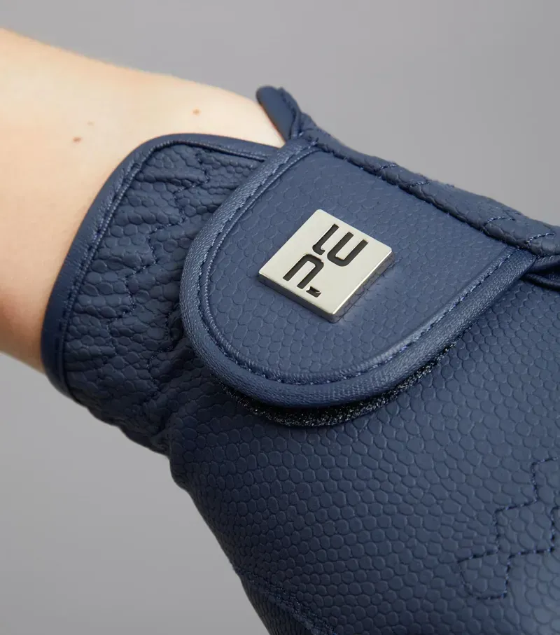 Premier Equine Ladies Metaro Competition Riding Gloves in Navy-2