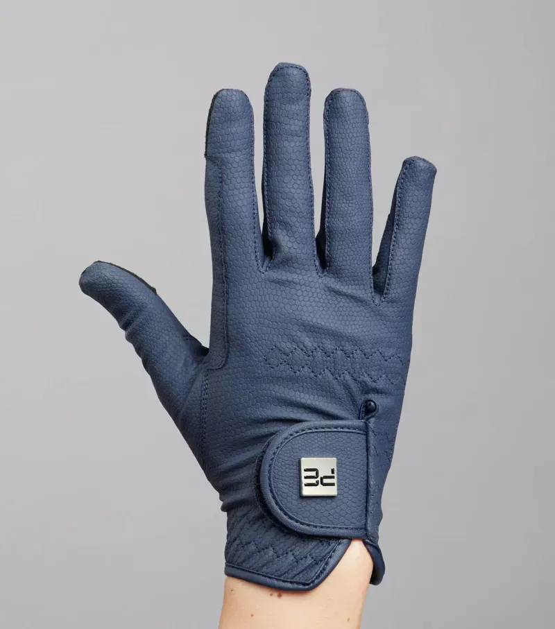 Premier Equine Ladies Metaro Competition Riding Gloves in Navy-4