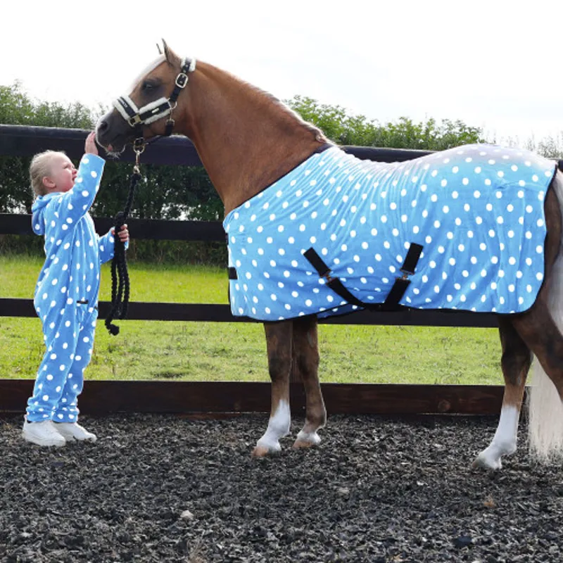 Supreme Products Child's Dotty Fleece Onesie - - Beautiful Blue