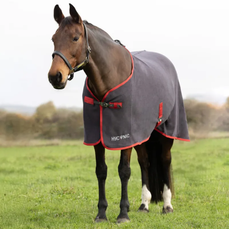 HyCONIC Fleece Rug - - Charcoal/Red