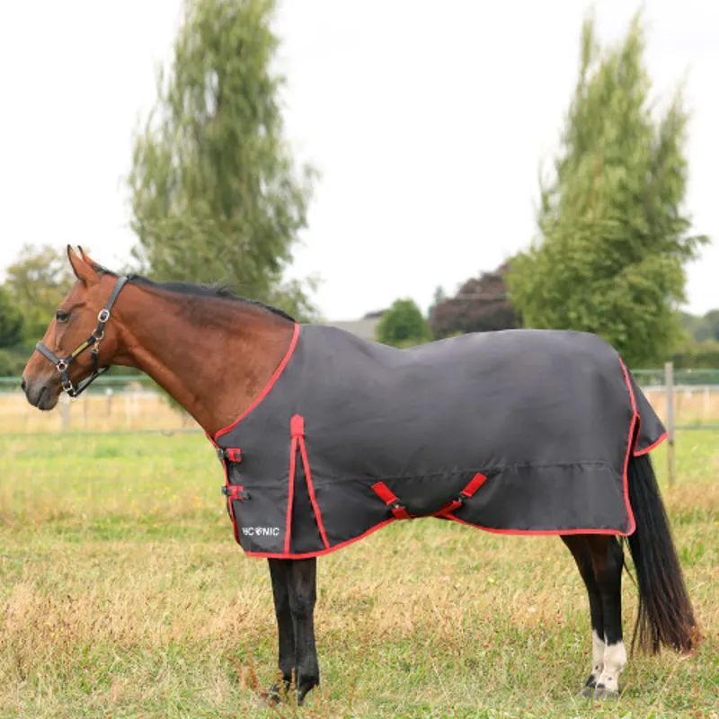 HyCONIC 0g Turnout Rug - - Charcoal/Red