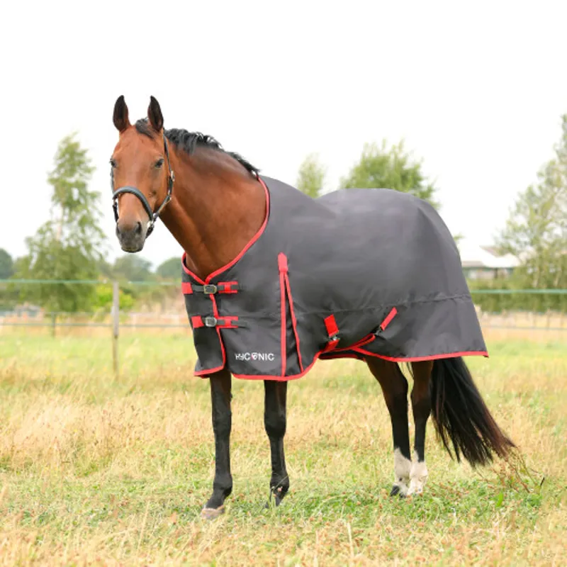 HyCONIC 0g Turnout Rug - - Charcoal/Red-1