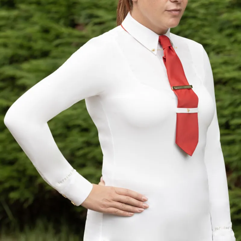 Supreme Products Long Sleeve Champion Junior Show Rider Competition Shirt With Button - - Cream/Cream