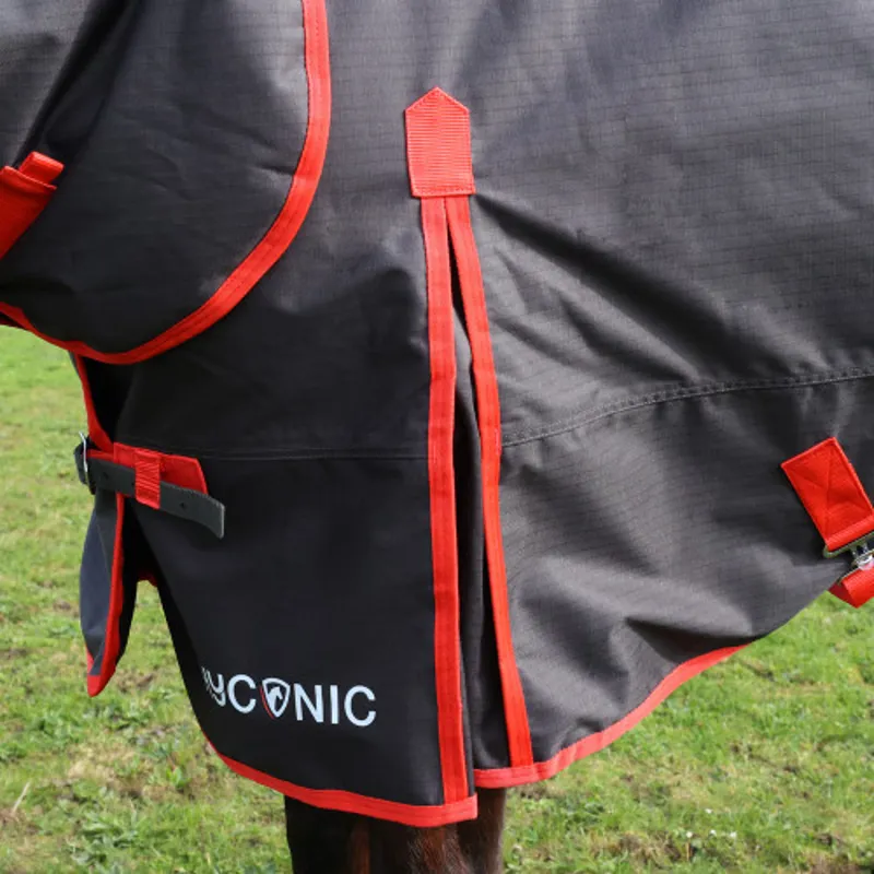 HyCONIC 200g Combi Turnout Rug - - Charcoal/Red-2
