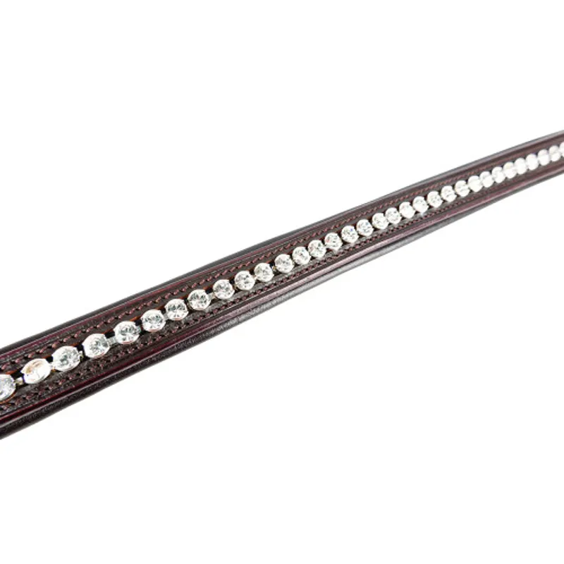 ProPresicce Signature Classic Diamante Browband By Hy Equestrian - With Silver Diamantes - Brown-1