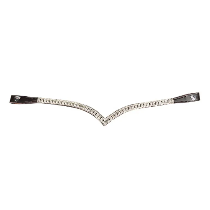ProPresicce Signature V Diamante Browband By Hy Equestrian - With Silver Diamantes - Brown