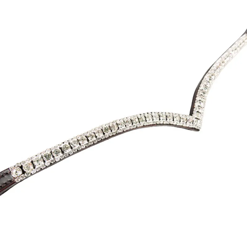 ProPresicce Signature V Diamante Browband By Hy Equestrian - With Silver Diamantes - Brown-1