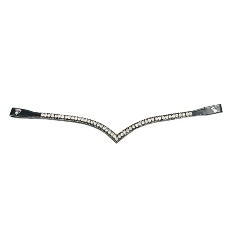 ProPresicce Signature V Diamante Browband By Hy Equestrian - With Silver Diamantes - Black