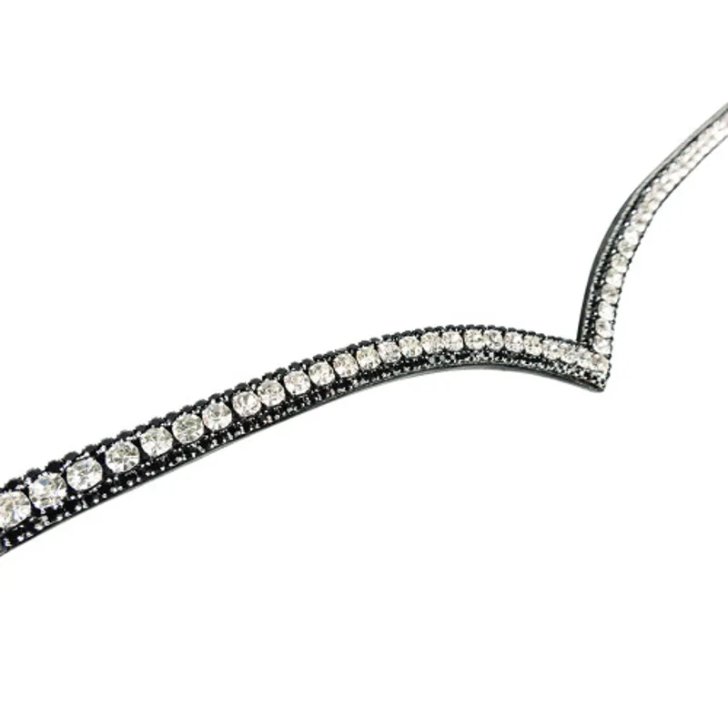 ProPresicce Signature V Diamante Browband By Hy Equestrian - With Silver Diamantes - Black-1