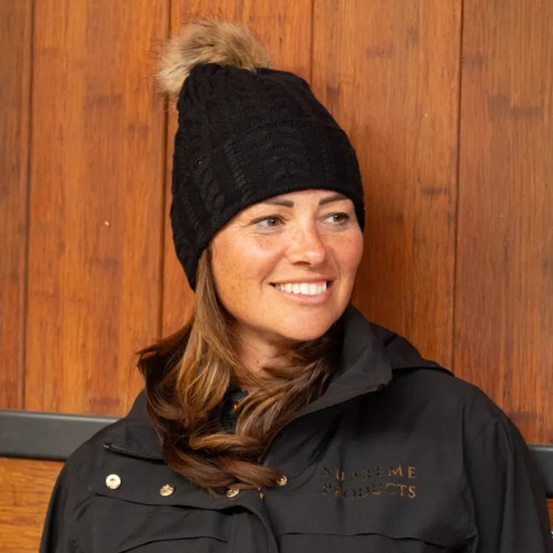 Supreme Products Knitted Bobble Hat - - Black one size