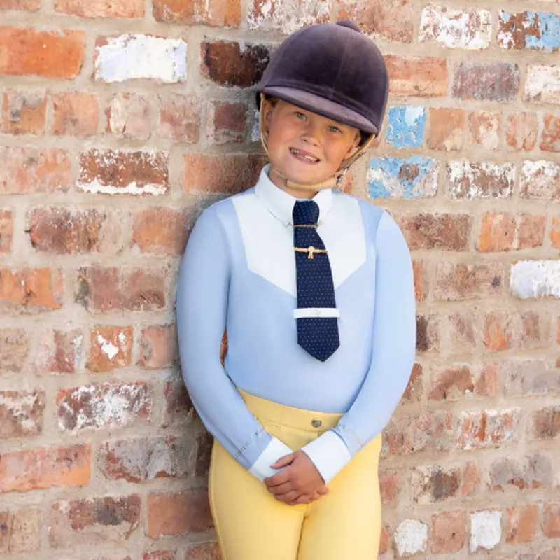 Supreme Products Long Sleeve Champion Junior Show Rider Competition Shirt With Zip - - Blue/White