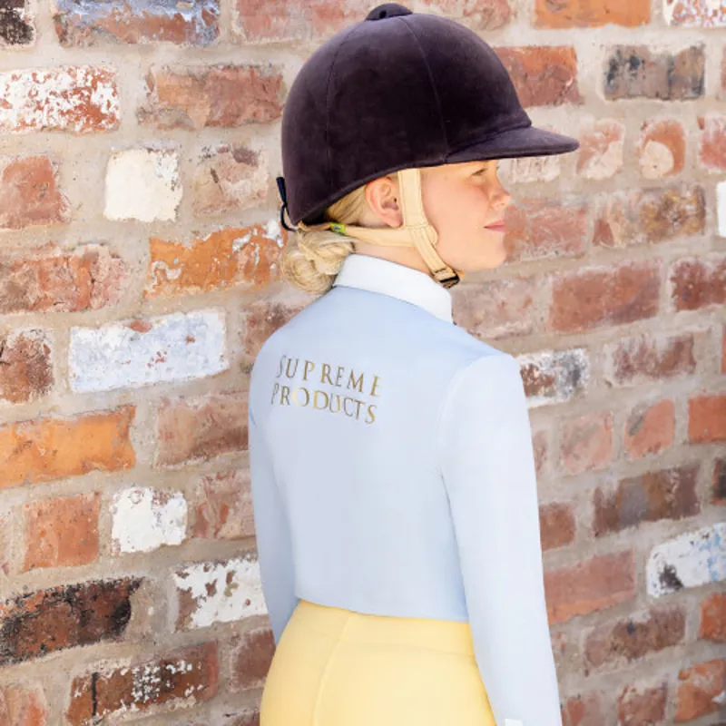 Supreme Products Long Sleeve Champion Junior Show Rider Competition Shirt With Zip - - Blue/White-2