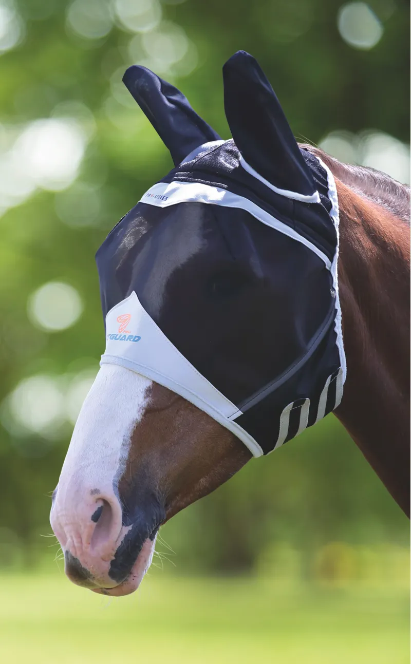 FlyGuard Pro Fine Mesh Fly Mask With Ears BLACK-1