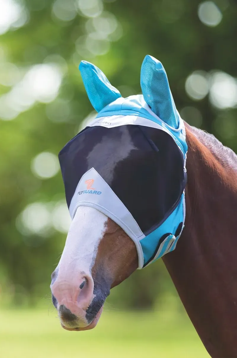 FlyGuard Pro Fine Mesh Fly Mask With Ears TEAL-1
