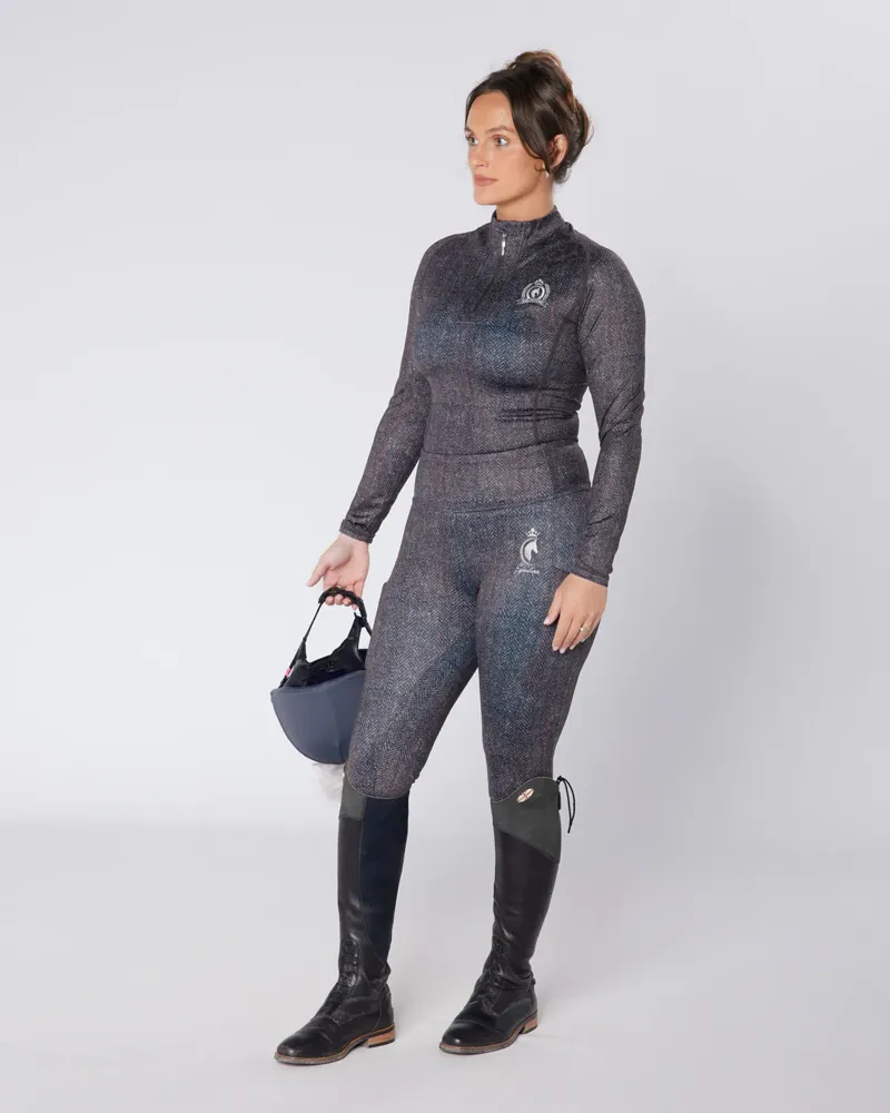 Eqcouture Grey Tweed Full Grip Leggings-4