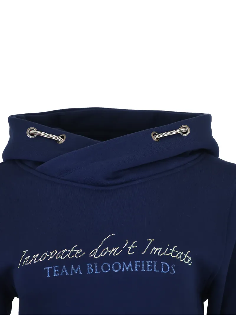 Team Bloomfields Kids Amelia Navy and Silver Rhinestones Cross Necked Hoodie-3