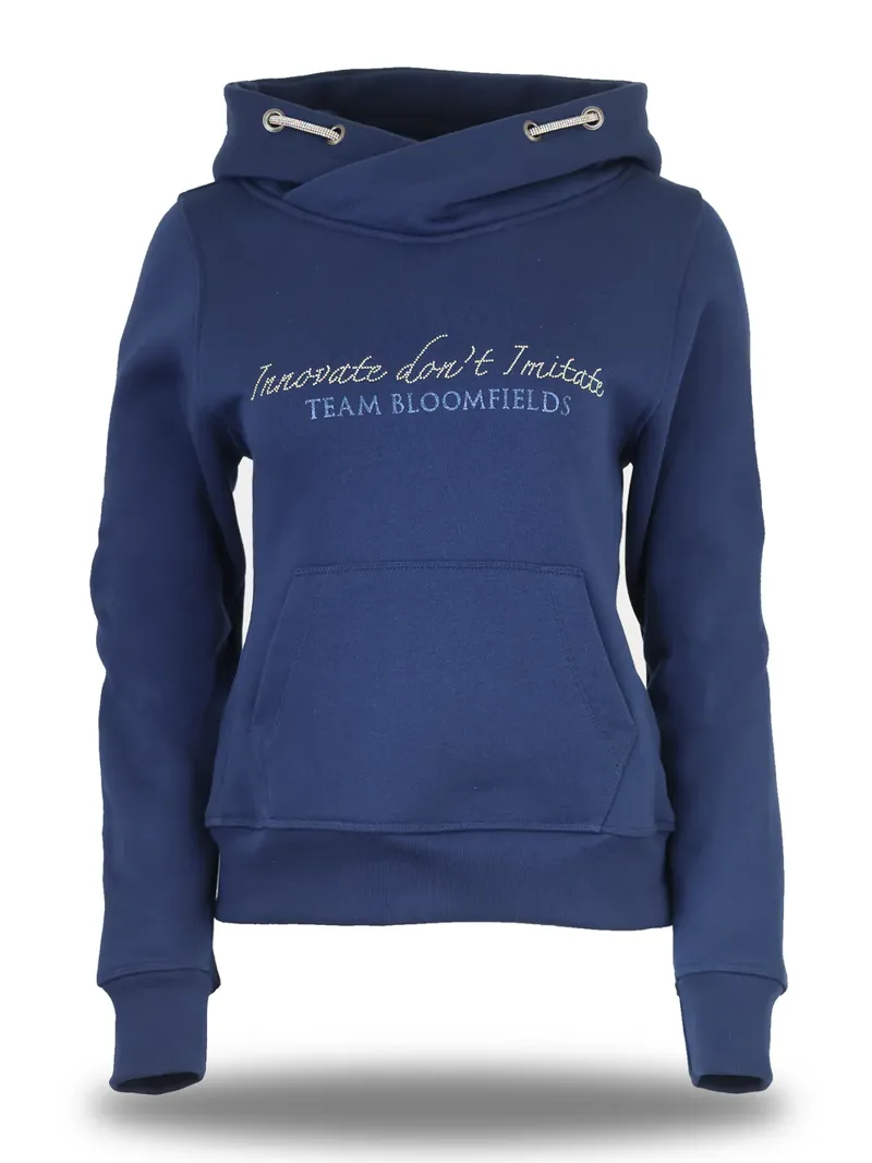 Team Bloomfields Kids Amelia Navy and Silver Rhinestones Cross Necked Hoodie