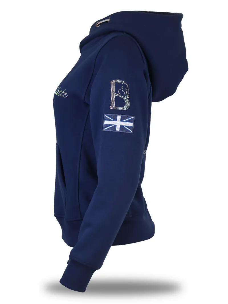 Team Bloomfields Kids Amelia Navy and Silver Rhinestones Cross Necked Hoodie-1