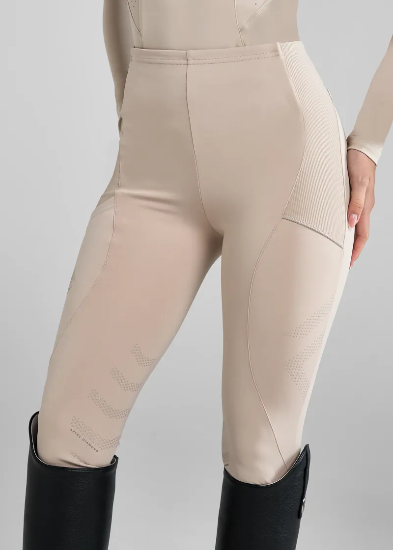 Aztec Diamond Beige Core Leggings Knee Grip-1