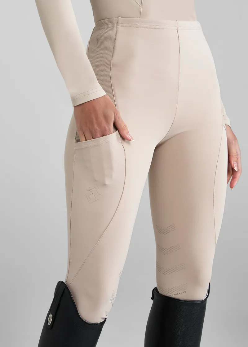 Aztec Diamond Beige Core Leggings Knee Grip