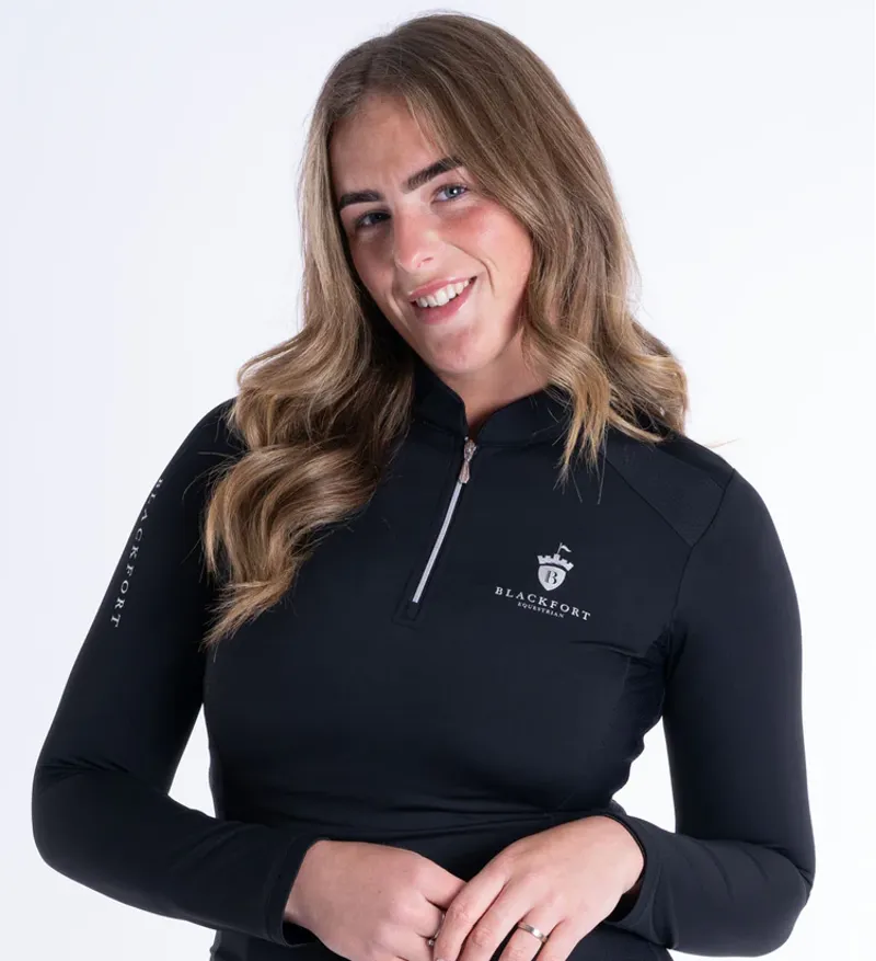 Blackfort Equestrian Black and Silver Cool Mesh Base Layer Long Sleeve