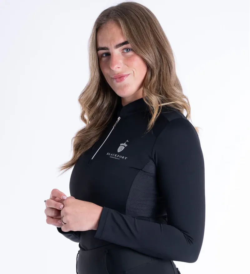 Blackfort Equestrian Black and Silver Cool Mesh Base Layer Long Sleeve-2