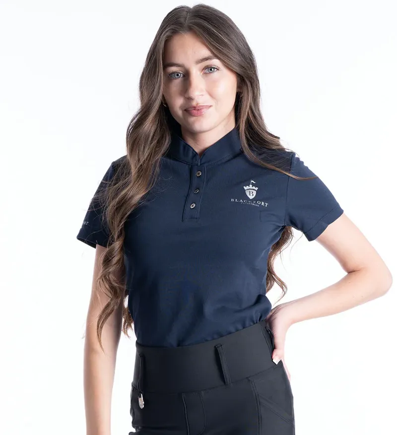 Blackfort Equestrian Navy and Black Tech Polo Shirt-1