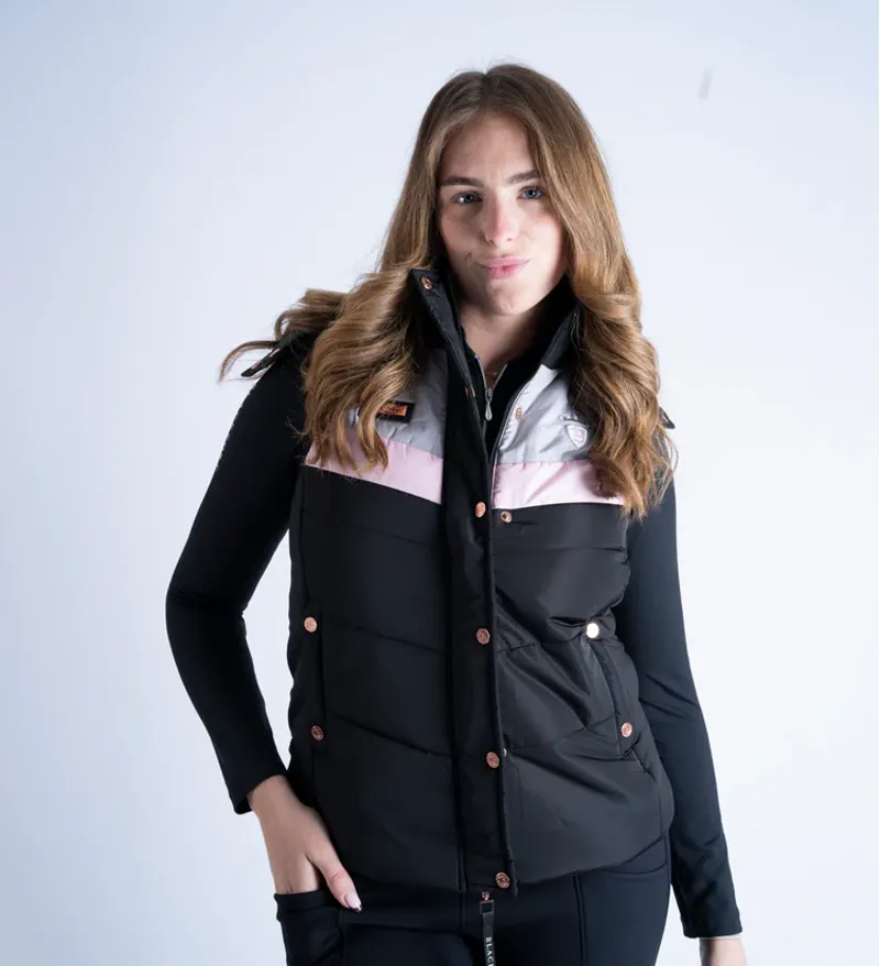 Blackfort Equestrian Seren Black and Pink Puffer Gilet