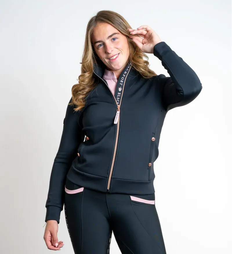 Blackfort Equestrian Jenny Black and Pink Zip Up-1