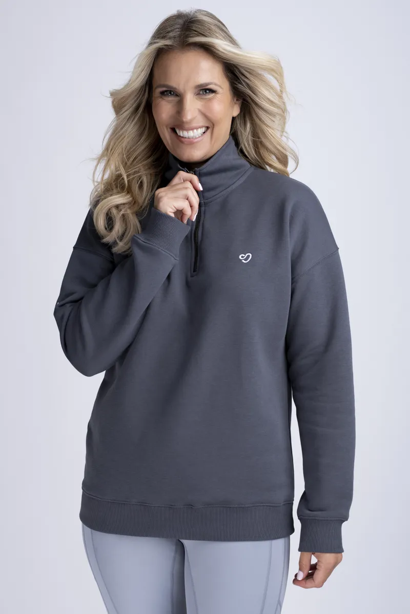 Mochara Half Zip Sweatshirt in Charcoal Grey-1