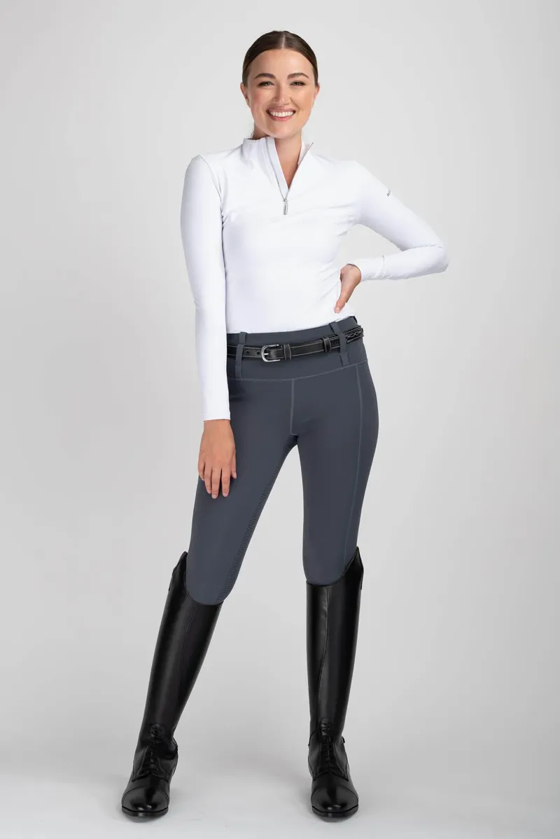 Mochara Full Seat Pull On Equestrian Breeches in Charcoal Grey-3