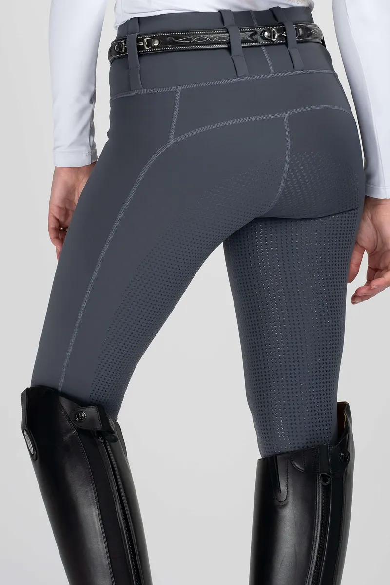 Mochara Full Seat Pull On Equestrian Breeches in Charcoal Grey-2