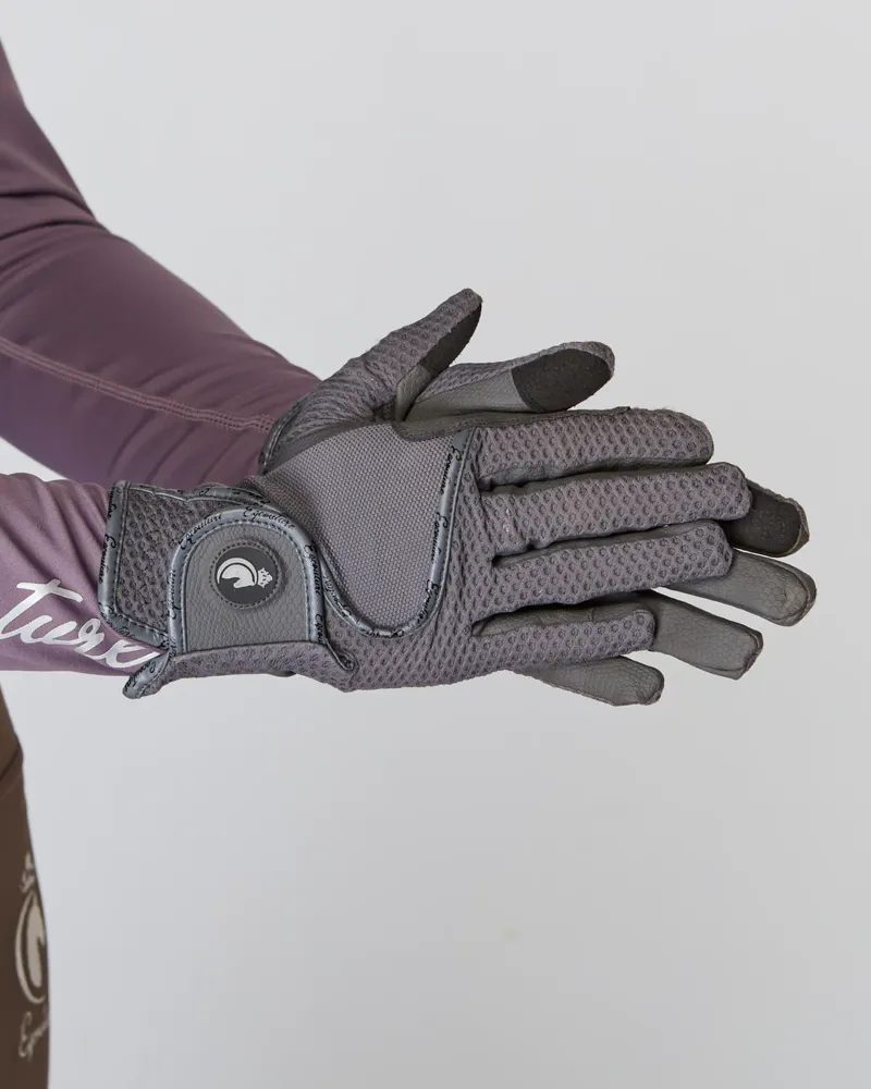 Eqcouture VentiGrip Horse Riding Gloves - Soft Grey