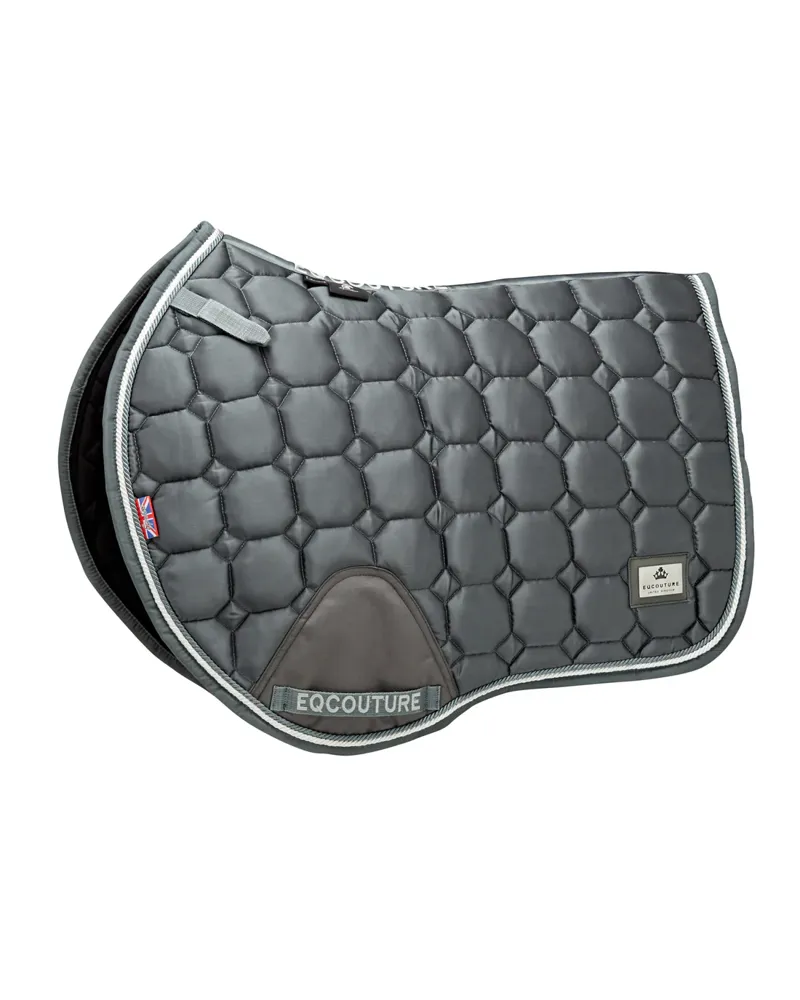 Eqcouture 'Symmetry' Luxury Satin Jumping Saddle Pad Grey