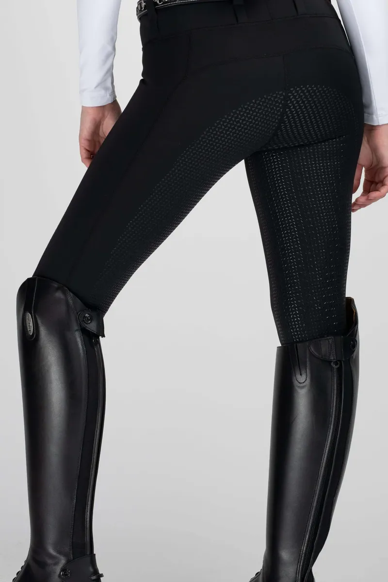 Mochara Full Seat Pull On Equestrian Breeches in Black-1