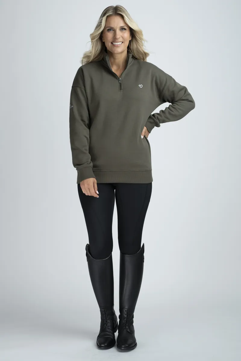 Mochara Half Zip Sweatshirt in Khaki-2