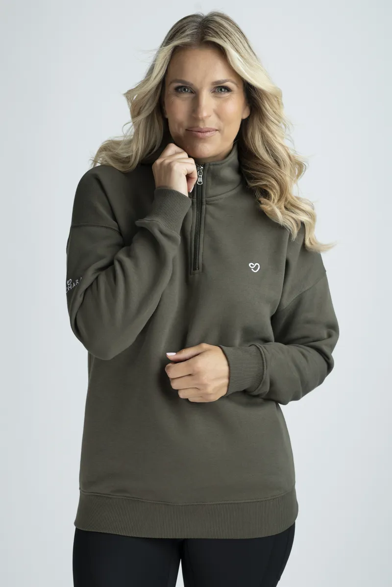 Mochara Half Zip Sweatshirt in Khaki-1