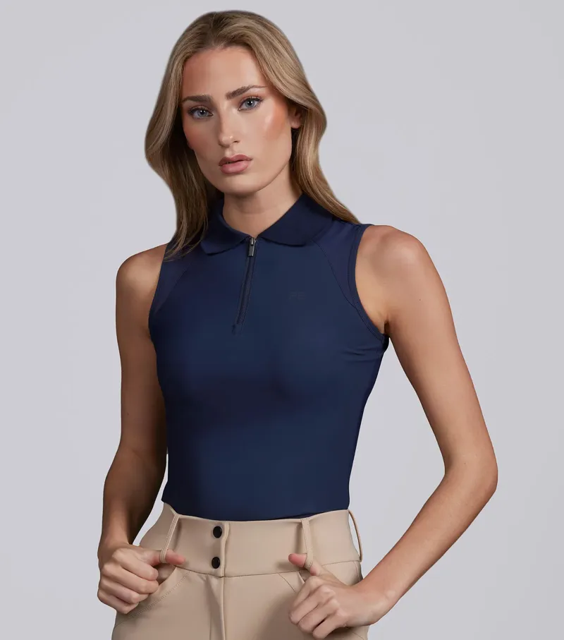 Premier Equine Prospero Sleeveless Polo Top Navy