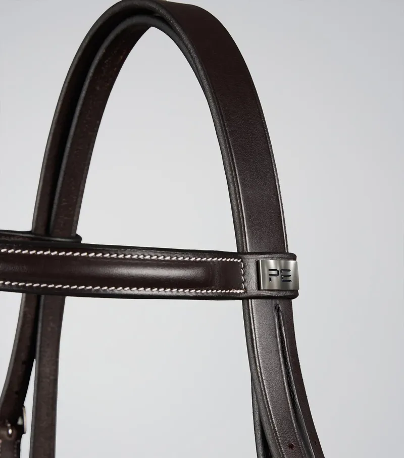 Premier Equine Raised Jumping Bridle with Flash Noseband Dark Havana-2
