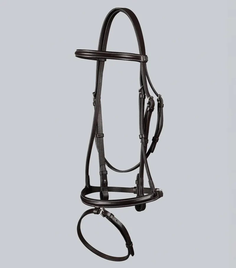Premier Equine Raised Jumping Bridle with Flash Noseband Dark Havana-4