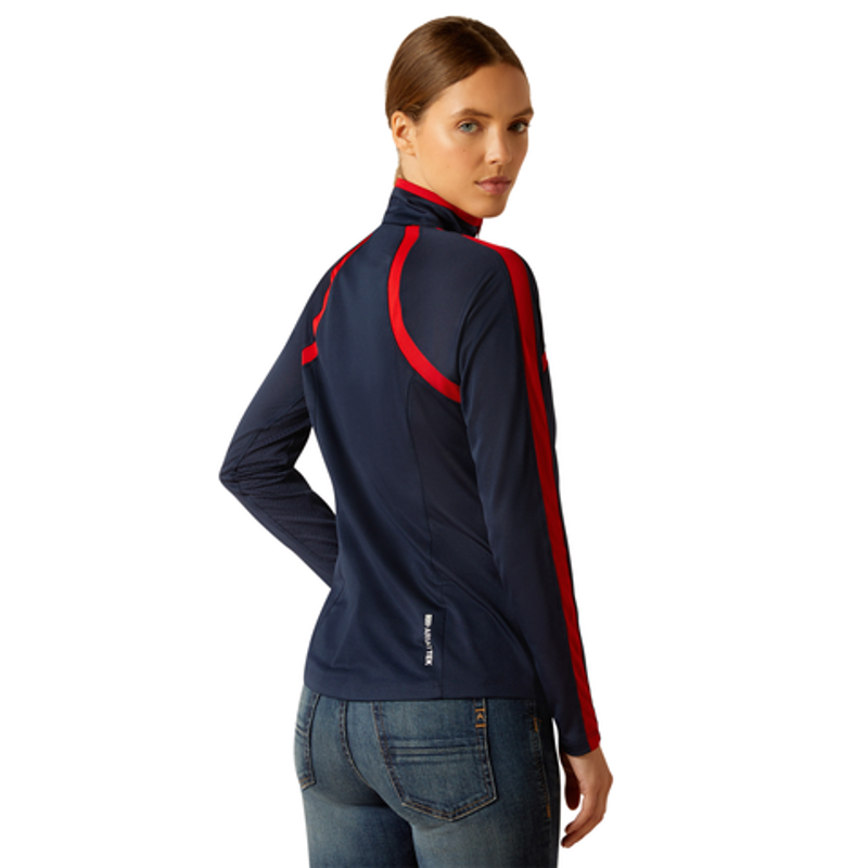 Ariat Sunstopper 3.0 1/4 Zip Base Layer Navy T/Red-2