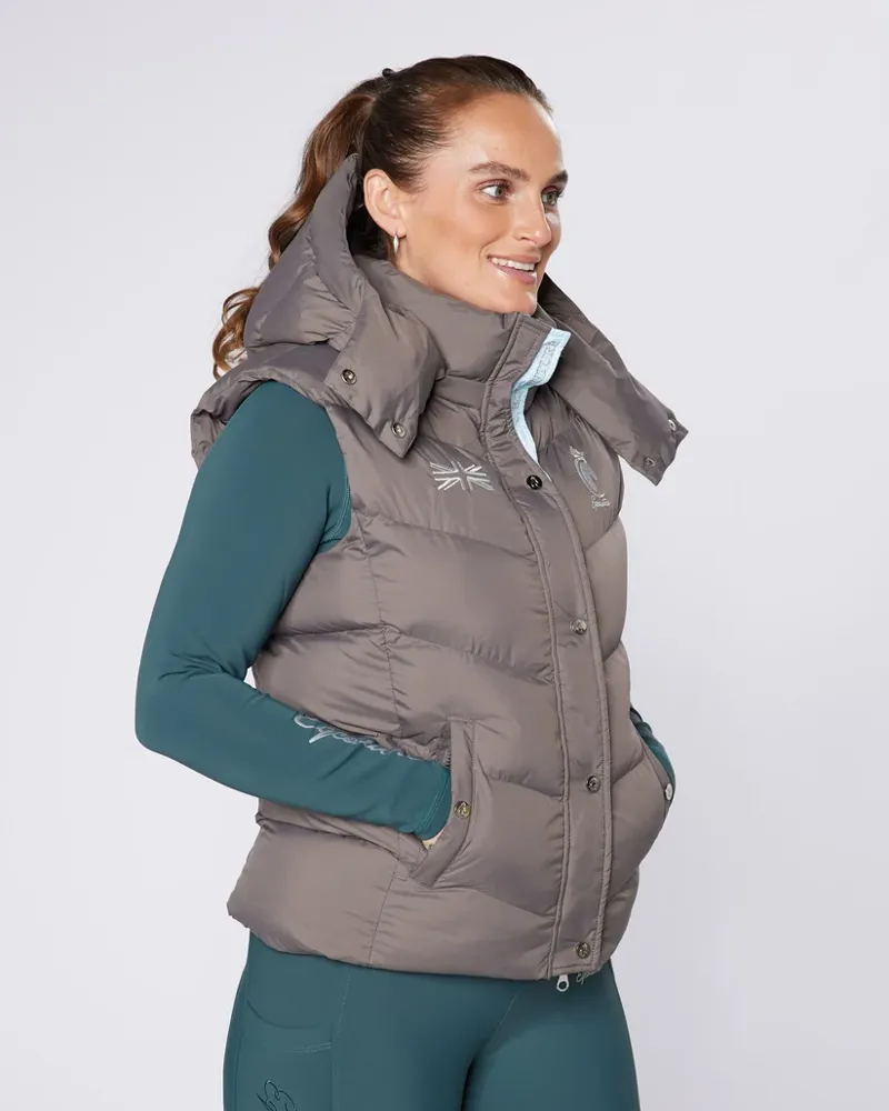 Eqcouture Grey Puffer Gilet with Detachable Hood