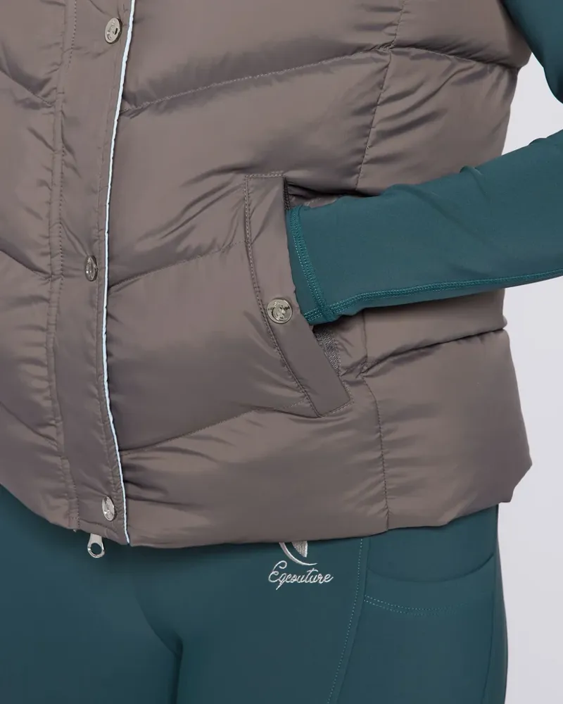 Eqcouture Grey Puffer Gilet with Detachable Hood-2