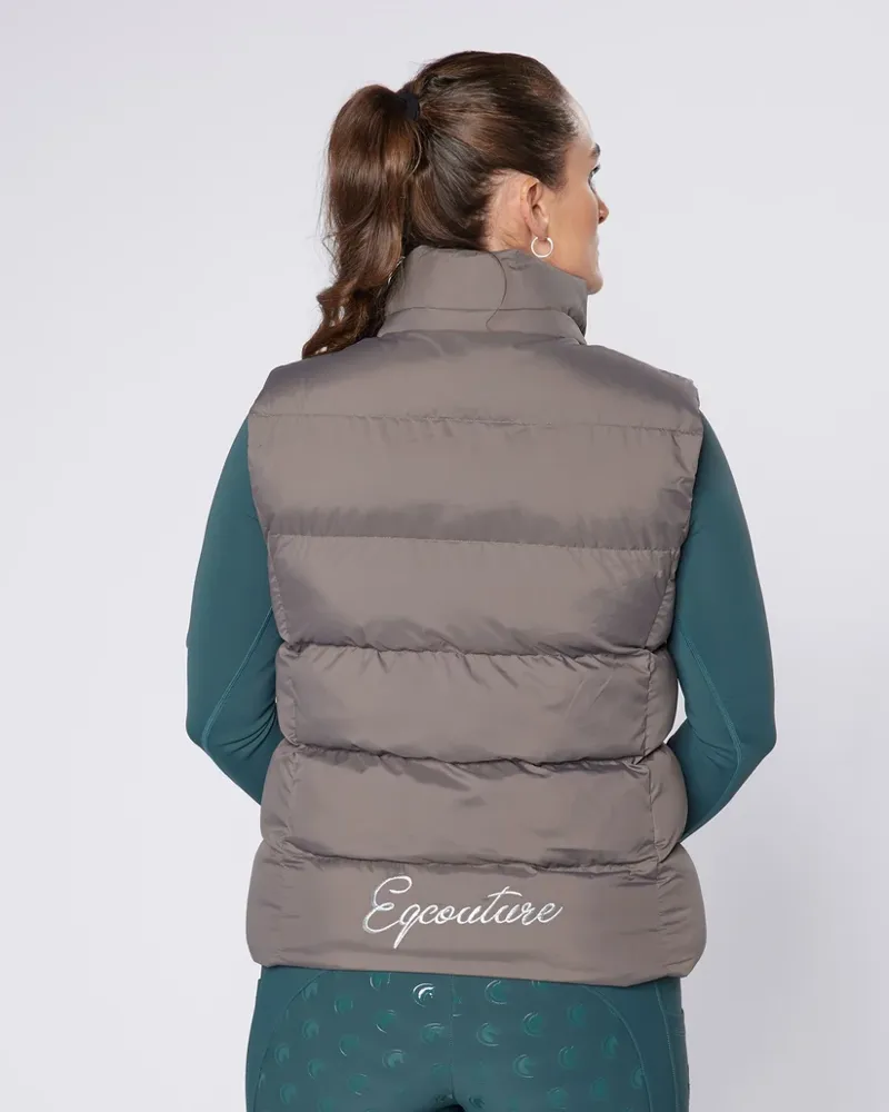 Eqcouture Grey Puffer Gilet with Detachable Hood-3
