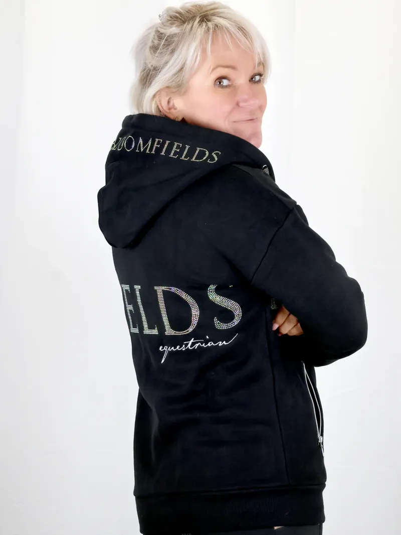 Team Bloomfields Luna Rhinestone Logo Hoodie in Black and Silver-1