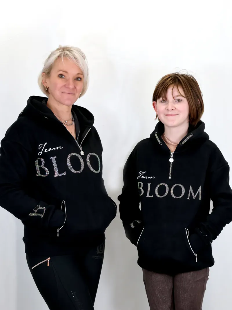 Team Bloomfields Luna Rhinestone Logo Hoodie in Black and Silver-2