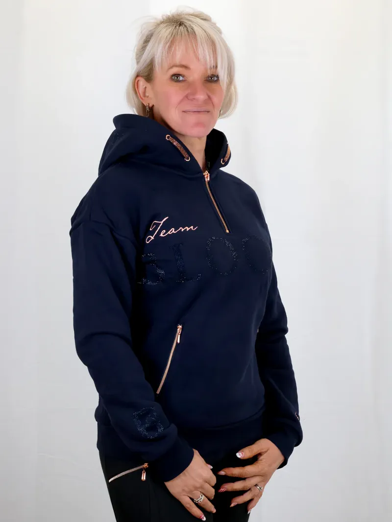 Team Bloomfields Luna Rhinestone Logo Hoodie in Navy-1