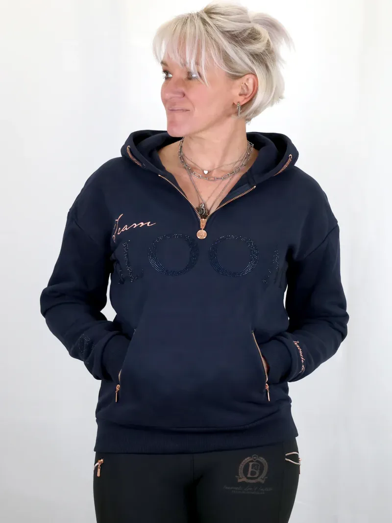 Team Bloomfields Luna Rhinestone Logo Hoodie in Navy-4